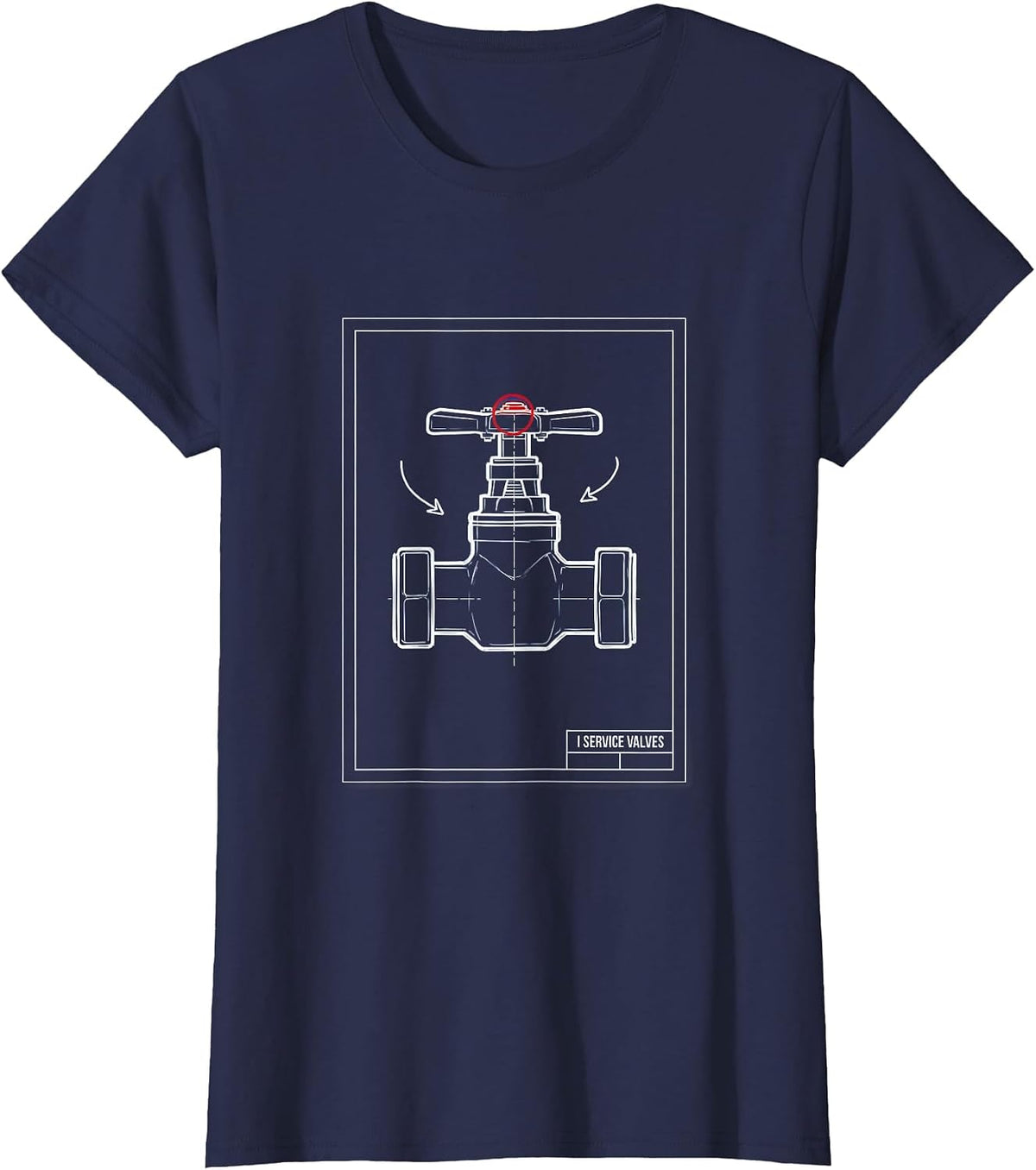 Women's I Service Valves Funny Plumber Dad Joke Gift Plumbing T-Shirt - Navy Blue