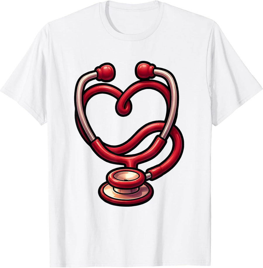 Men's Stethoscope Heart Medical Assistant Gift T-Shirt - White