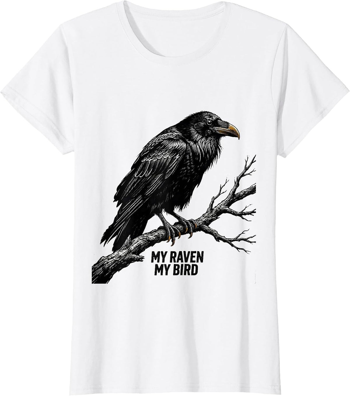 My Raven My Bird Scratchboard Raven Fan Bird Lover Humor T-Shirt - White