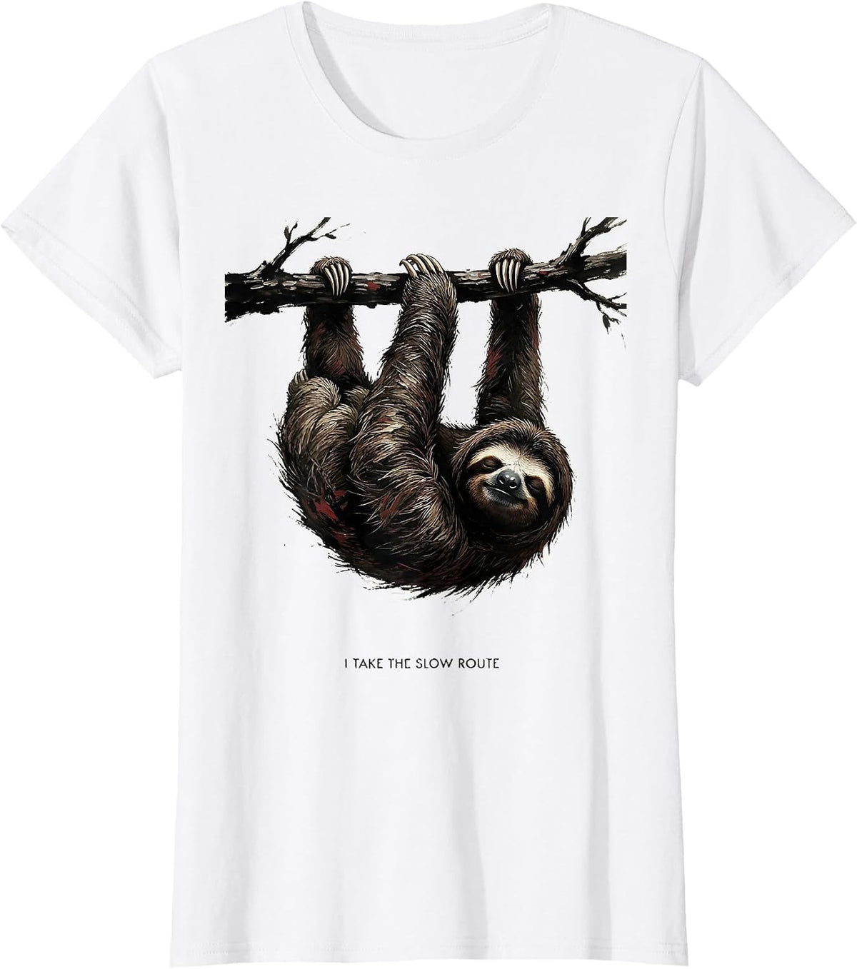 Women's I Take The Slow Route Funny Sloth Lazy Humor Gift T-Shirt - White