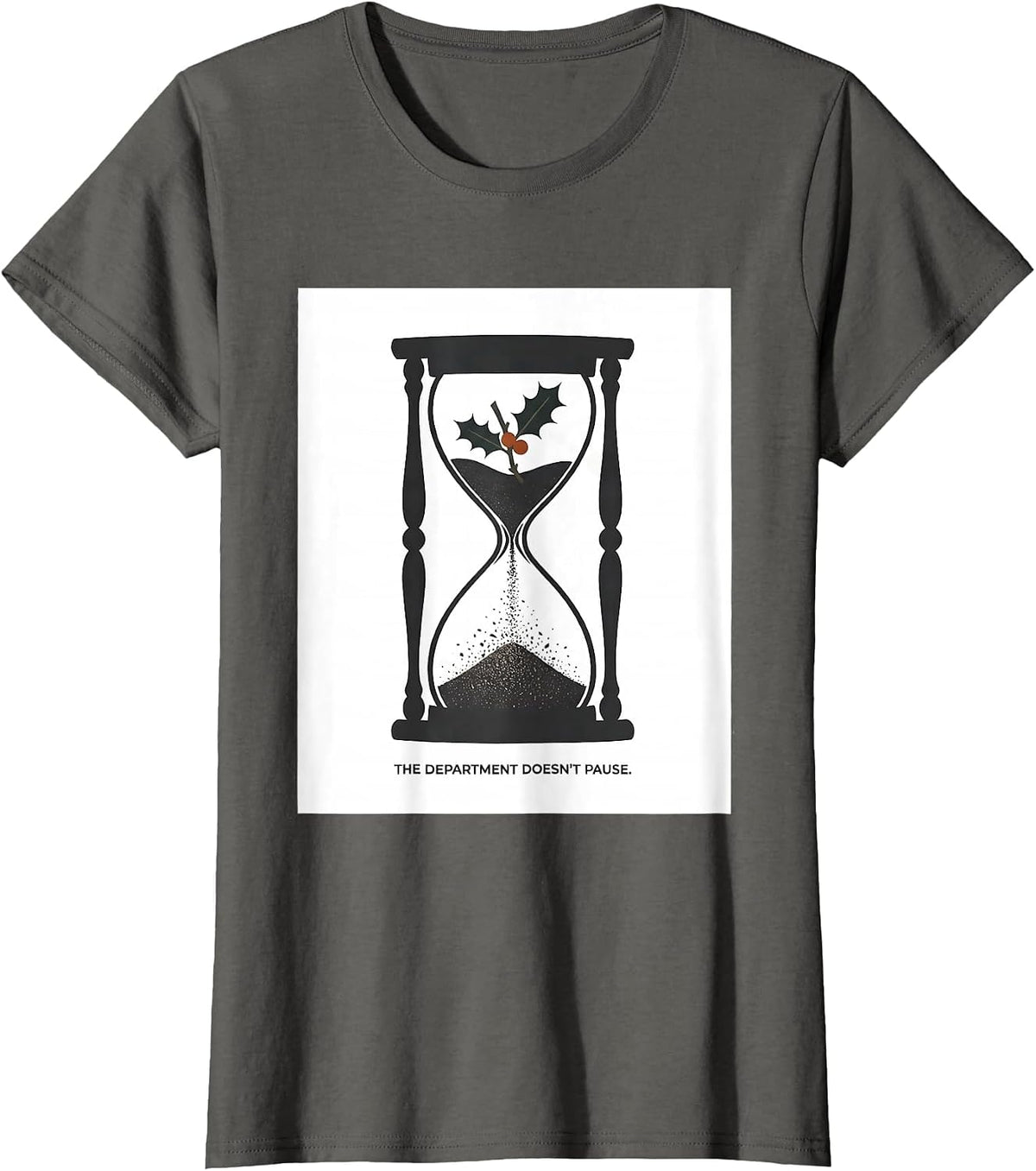 Women's The Department Doesn't Pause Radiology Tech Christmas T-Shirt - Asphalt Grey