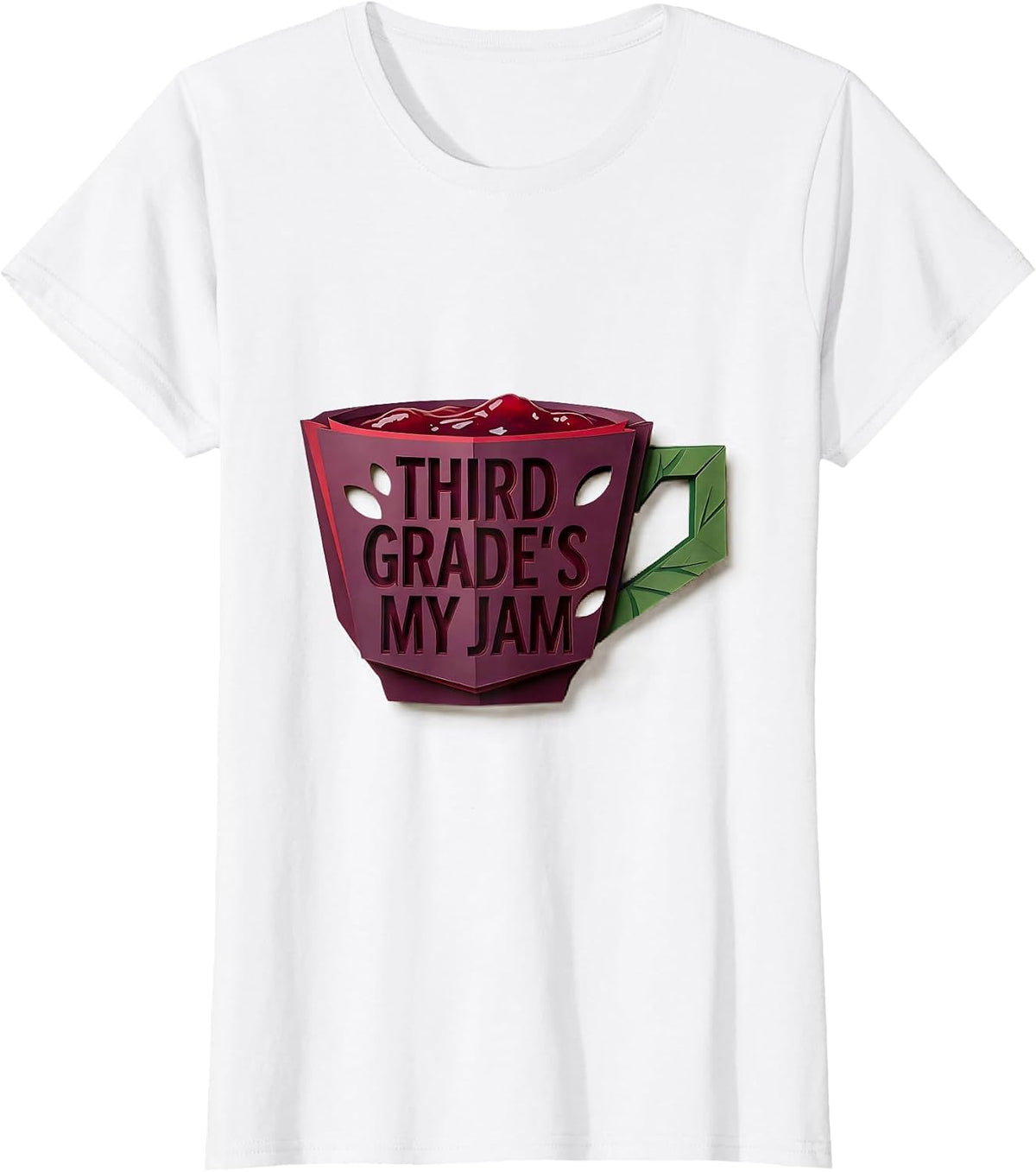 Women's Third Grade's My Jam Paper Cutout Back To School Teacher T-Shirt - White