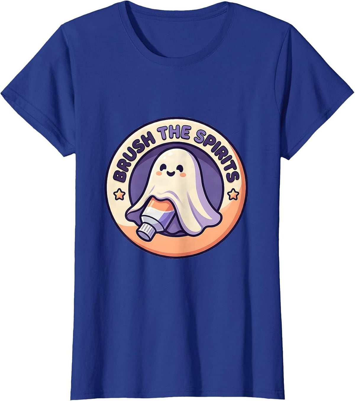 Women's Brush the Spirits Cute Kawaii Halloween Dentist Dental Pun T-Shirt - Royal Blue