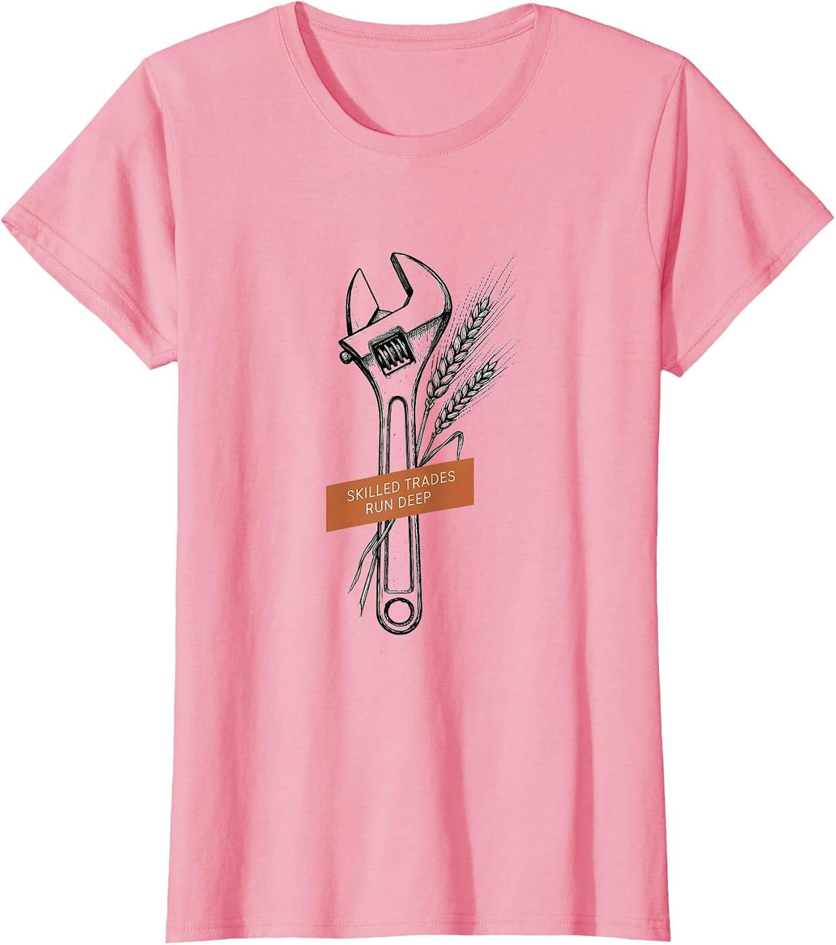 Women's Skilled Trades Run Deep Blue Collar Pride Design T-Shirt - Pink
