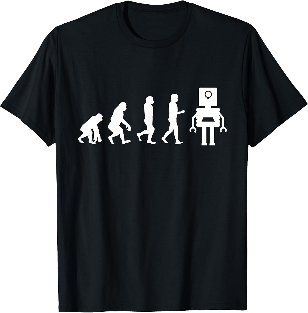 Funny Robotic Machine Learning AI Evolution Robot T-Shirt - Black