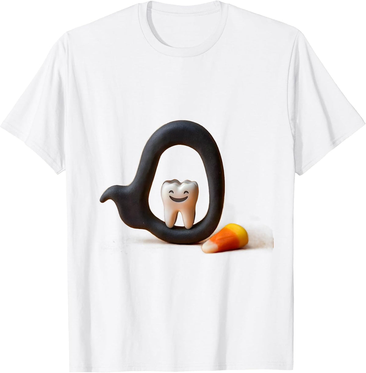 Men's Smiling Molar Ghost Floss Halloween Dentist Costume T-Shirt - White