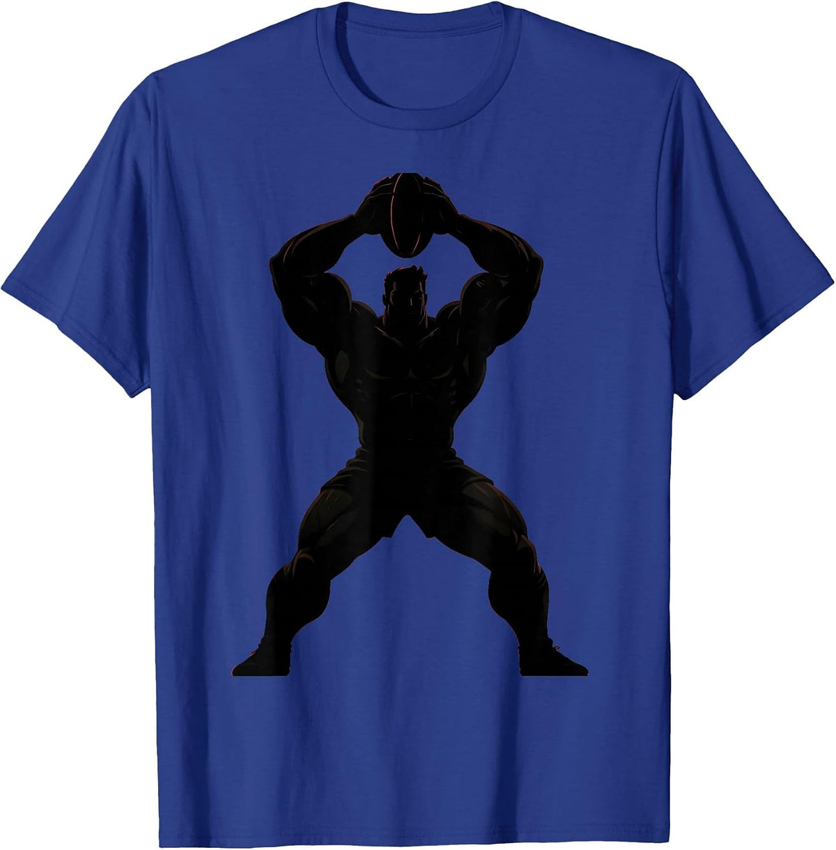 Rugby Player Holding Ball Aloft Graphic T-Shirt - Royal Blue
