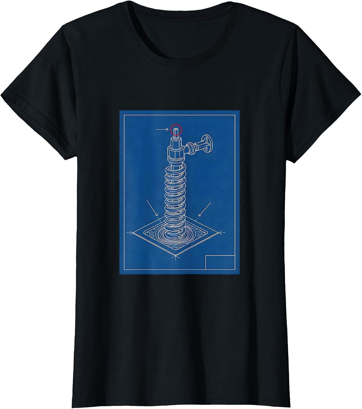 Plumber Drain Auger Technical Blueprint Funny Pipefitter T-Shirt - Black