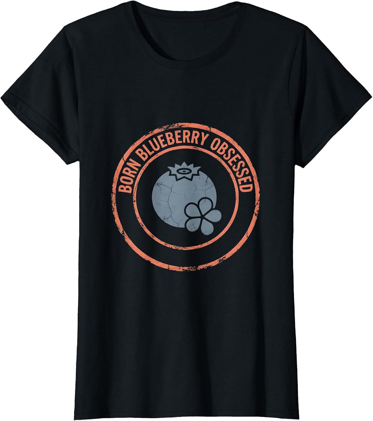 Women's Born Blueberry Obsessed Red White Blue Design T-Shirt - Black
