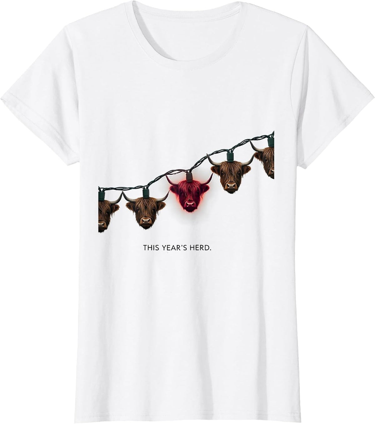 This Year's Herd Funny Highland Cow Christmas Farm Humor T-Shirt - White