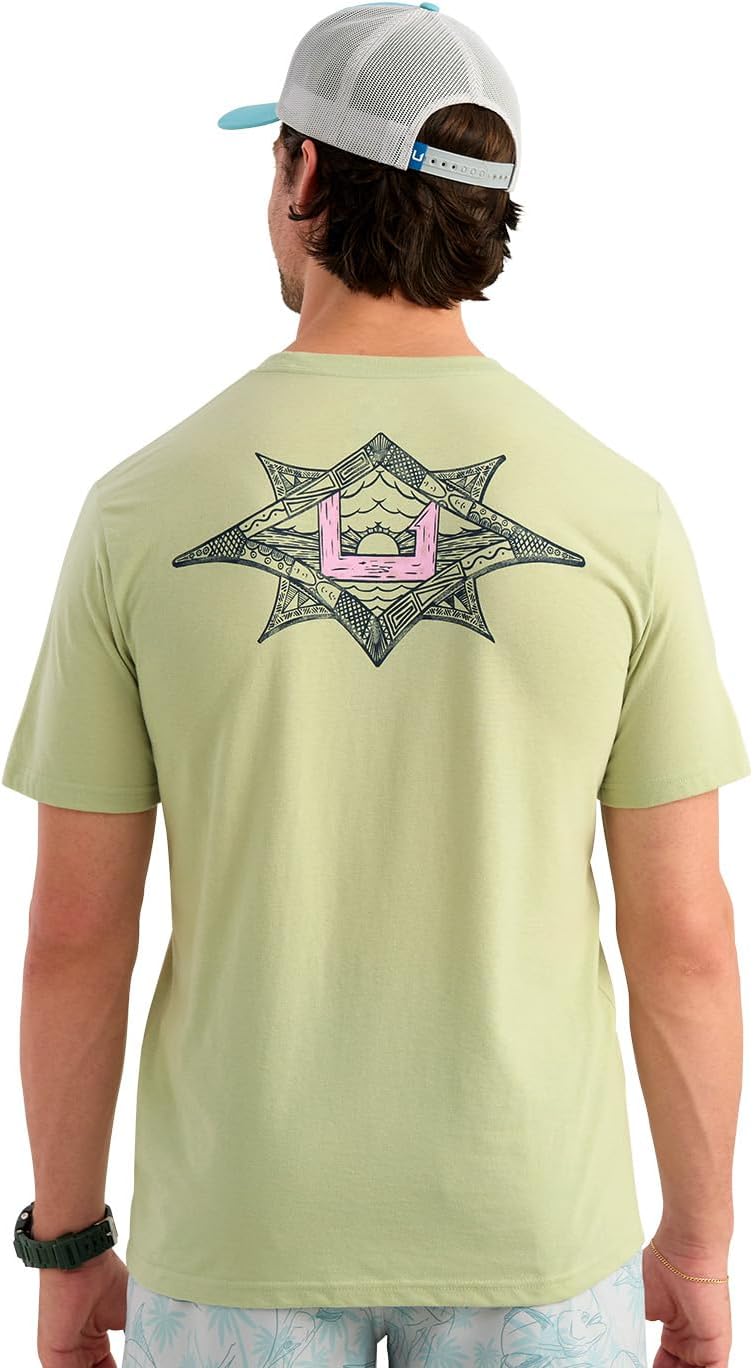 HUK Men's Short Sleeve Performance Tee, Fishing T-Shirt for Men - Diamond - Spanish Moss
