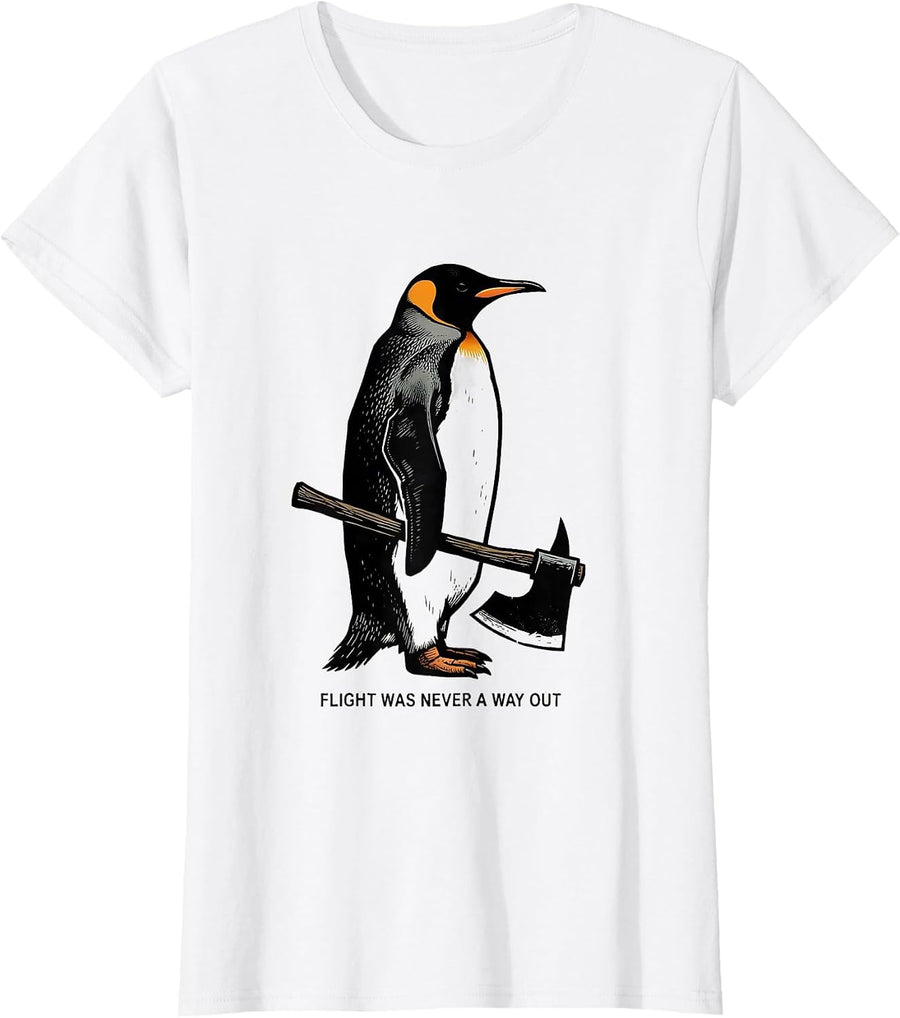 Women's Flight Was Never A Way Out Funny Penguin Martial Arts Meme T-Shirt - White