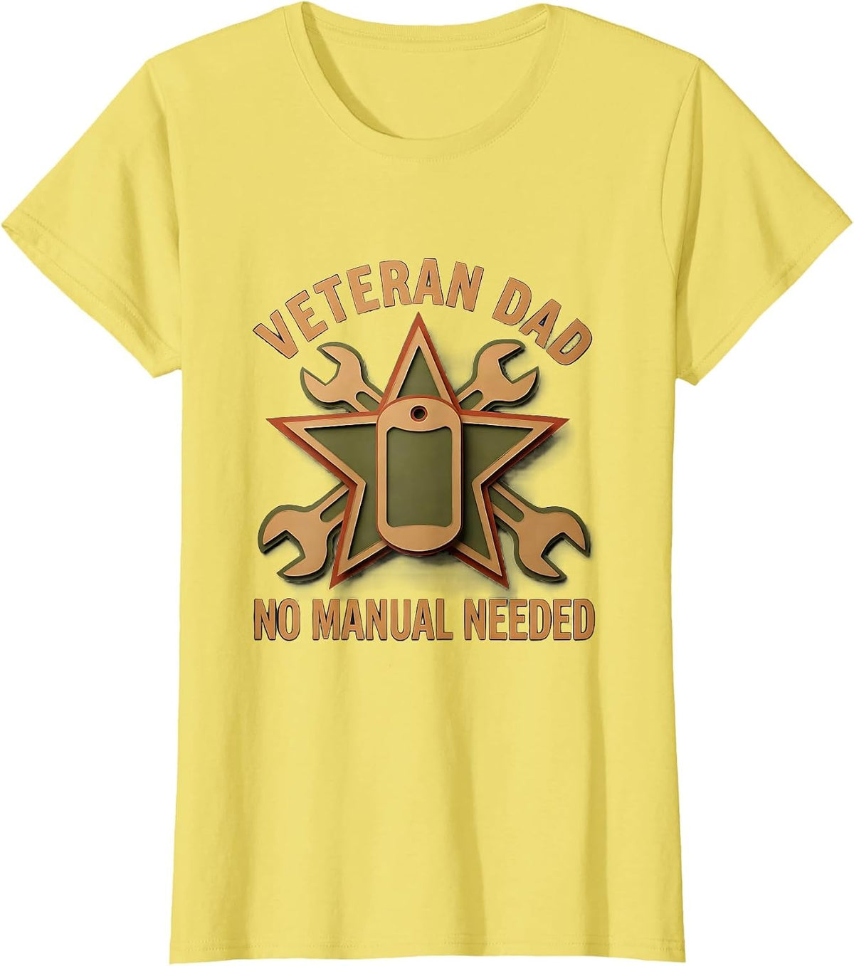 Veteran Dad No Manual Needed Proud Father T-Shirt - Lemon Yellow