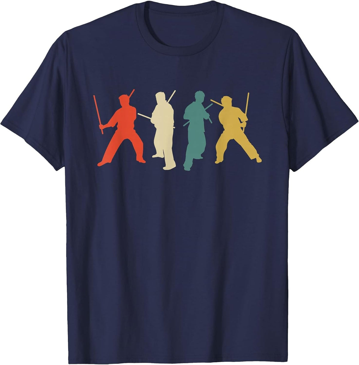 Arnis Kali Eskrima FMA Sparring Escrima Sticks Silhouette T-Shirt - Navy Blue
