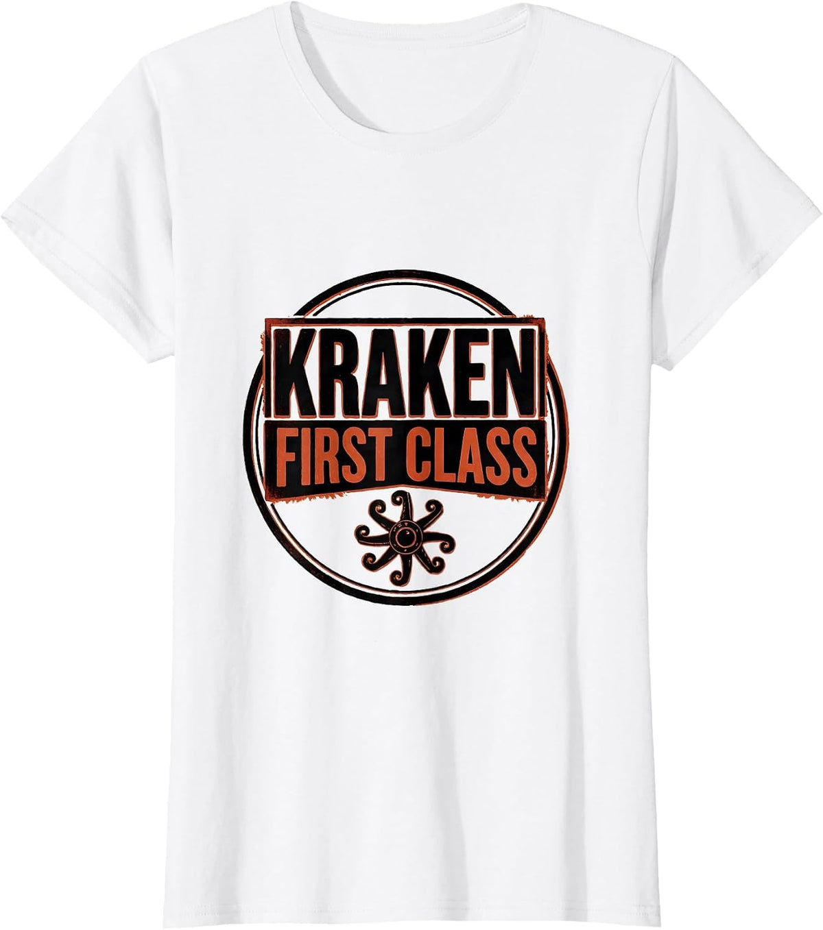 Kraken, First Class Wood Type Letterpress Octopus Lover T-Shirt - White