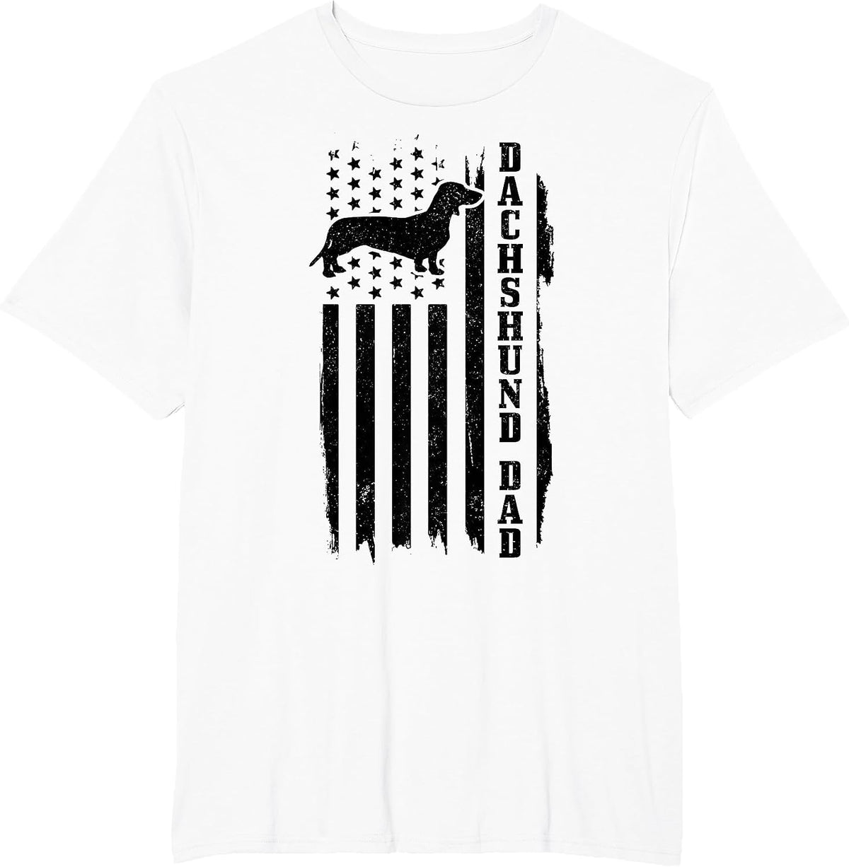 Dachshund Dad Vintage American Flag T-Shirt - White
