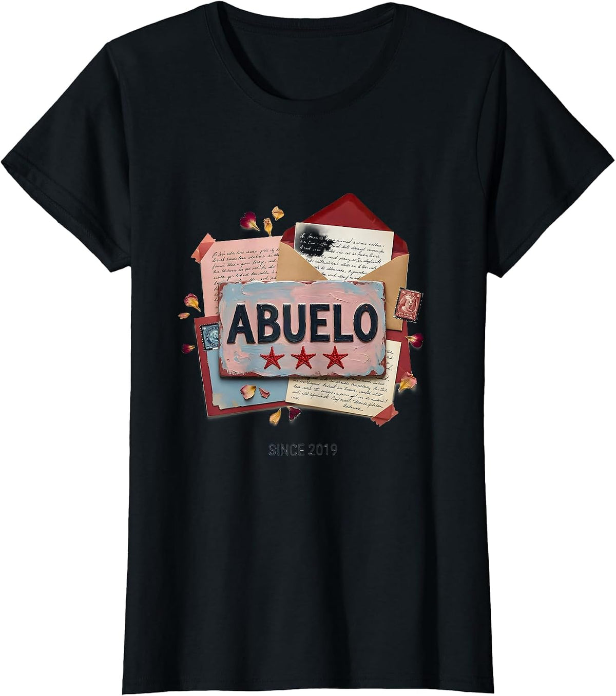 Women's Abuelo Since 2019 Funny Grandpa Birth Announcement T-Shirt - Black