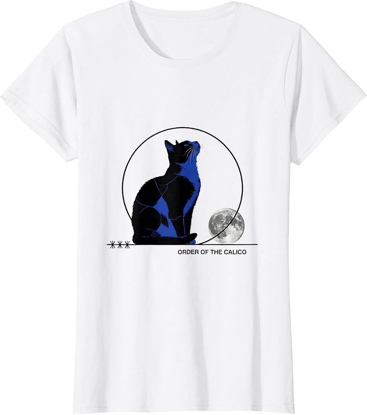 Order Of The Calico Calico Cat Howling At Moon 90's Retro T-Shirt - White