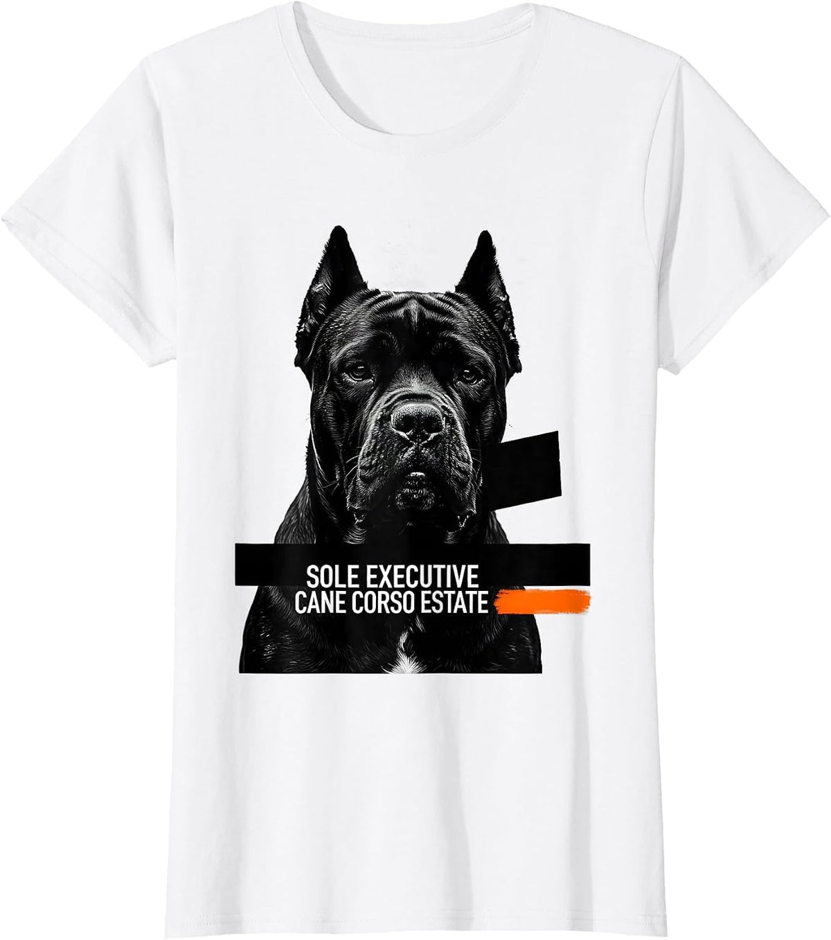 Women's Sole Executive Cane Corso Estate Brutalist Dog Meme Humor T-Shirt - White