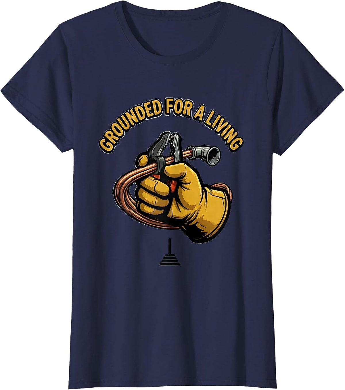 Women's Grounded For A Living Funny Electrician Gift Trade Humor T-Shirt - Navy Blue