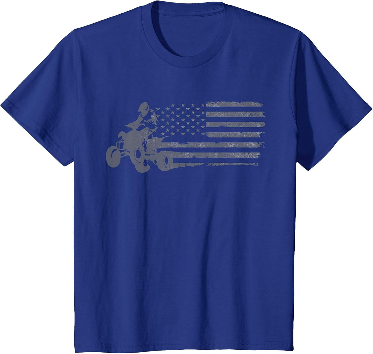 ATV Quad Four Wheeler Bike Rider American Flag Distressed T-Shirt - Royal Blue