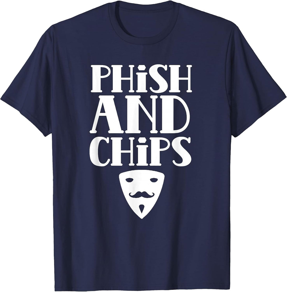 Phish and Chips Computer Hacking It Hacker Hack T-Shirt - Navy Blue