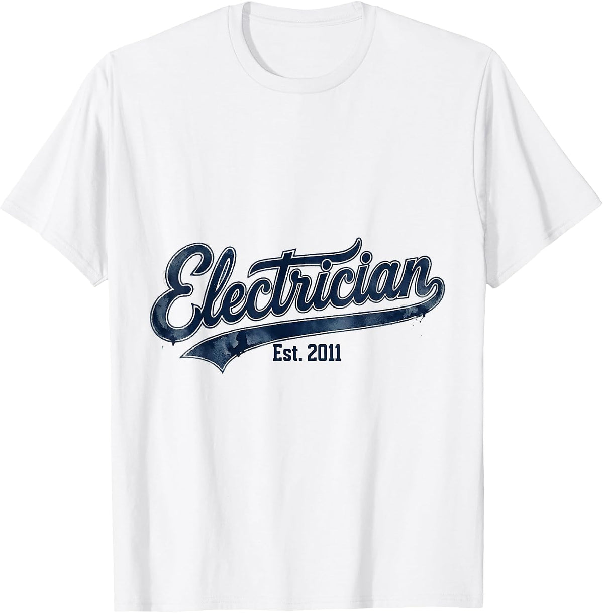 Men's Electrician Est. 2011 Vintage Varsity Script Role Identity T-Shirt - White