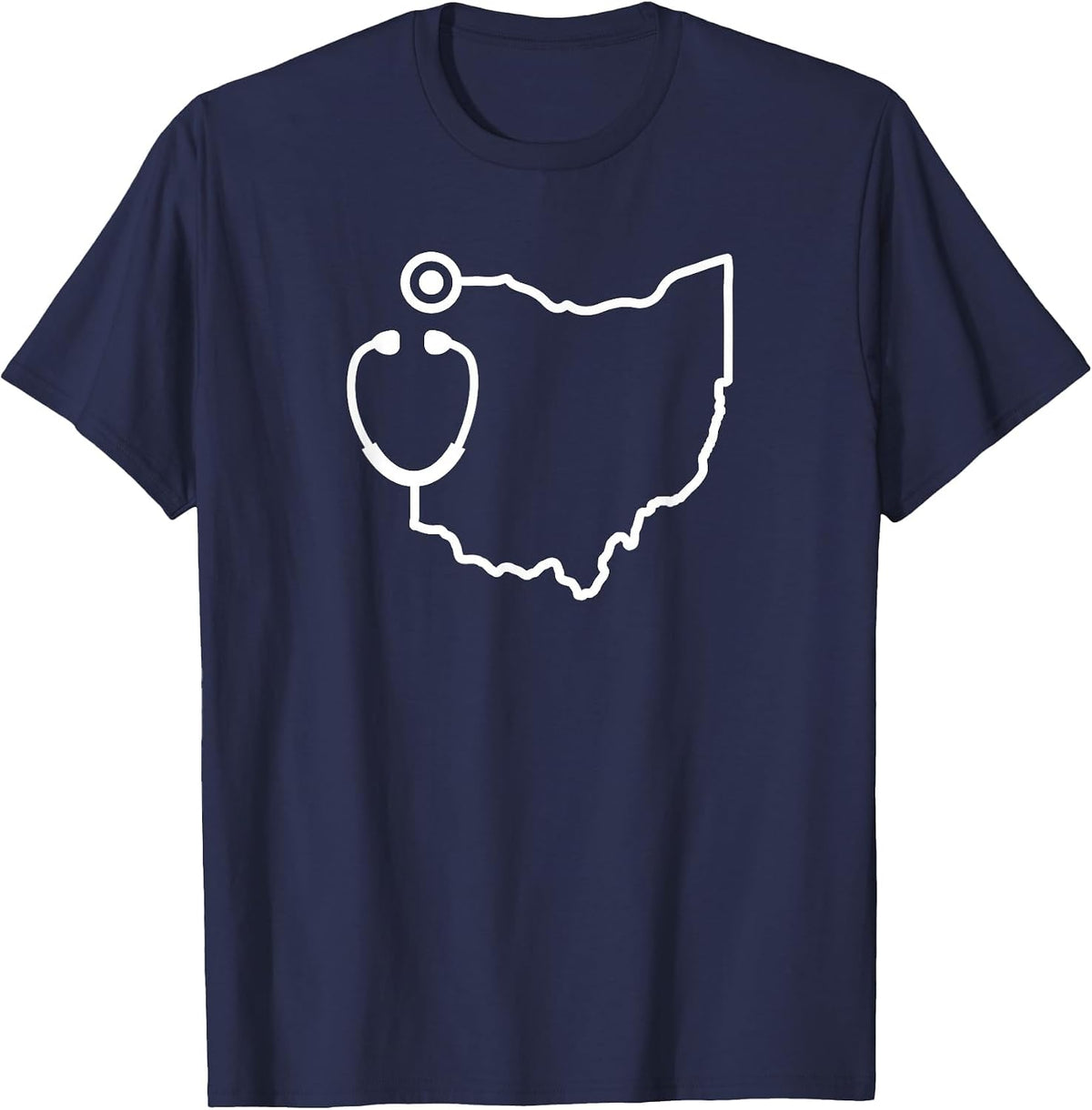 Ohio Stethoscope Medical Professional State Shape T-Shirt - Navy Blue