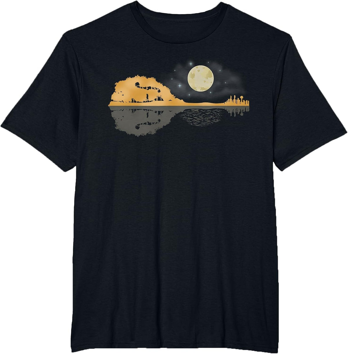 Mandolin Shirt Men Country Music Tshirt Moon Bluegrass T-Shirt - Black