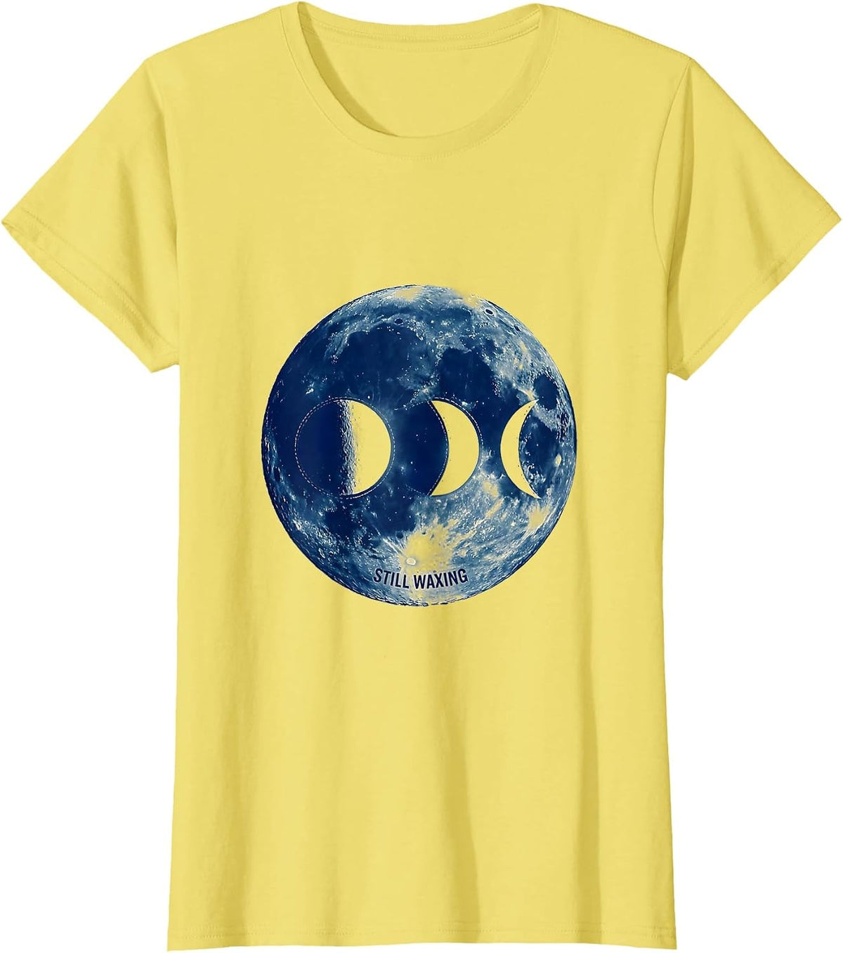 Still Waxing Cyanotype Lunar Phase Astronomy Astrology T-Shirt - Lemon Yellow