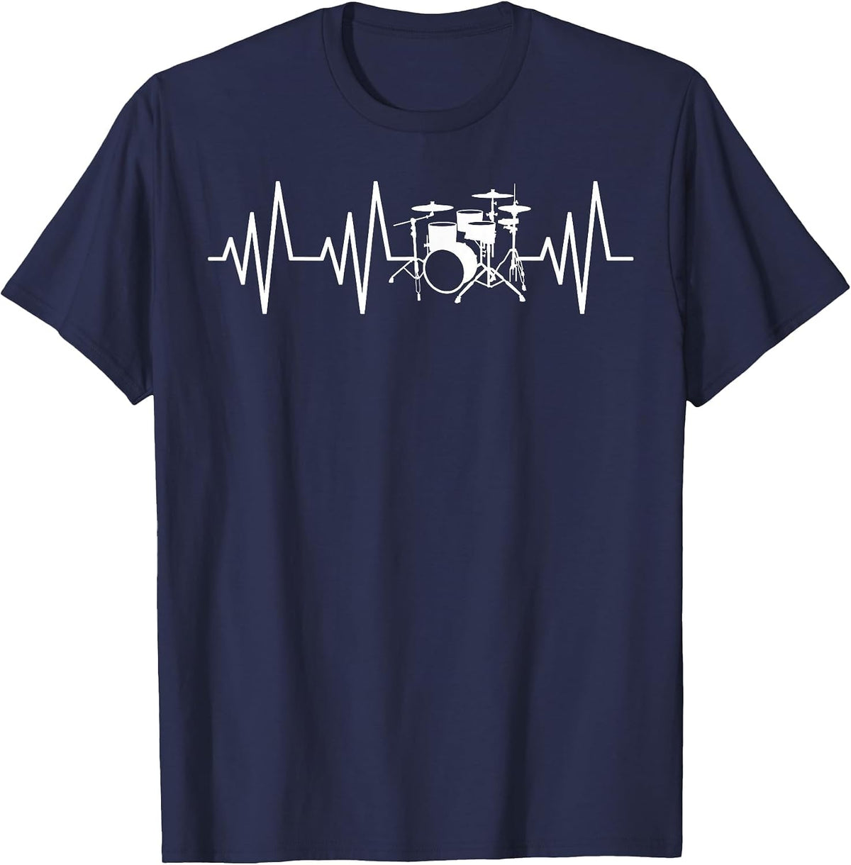 Drums Heartbeat Love Drummer Heartbeat T-Shirt - Navy Blue