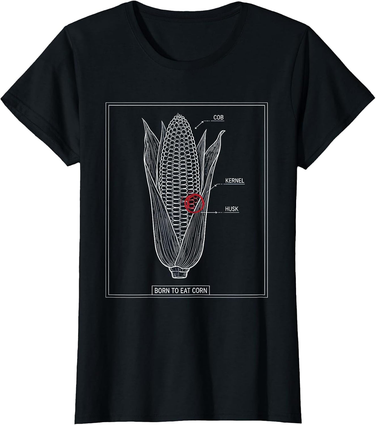 Born to Eat Corn Funny Corn Lover Design T-Shirt - Black