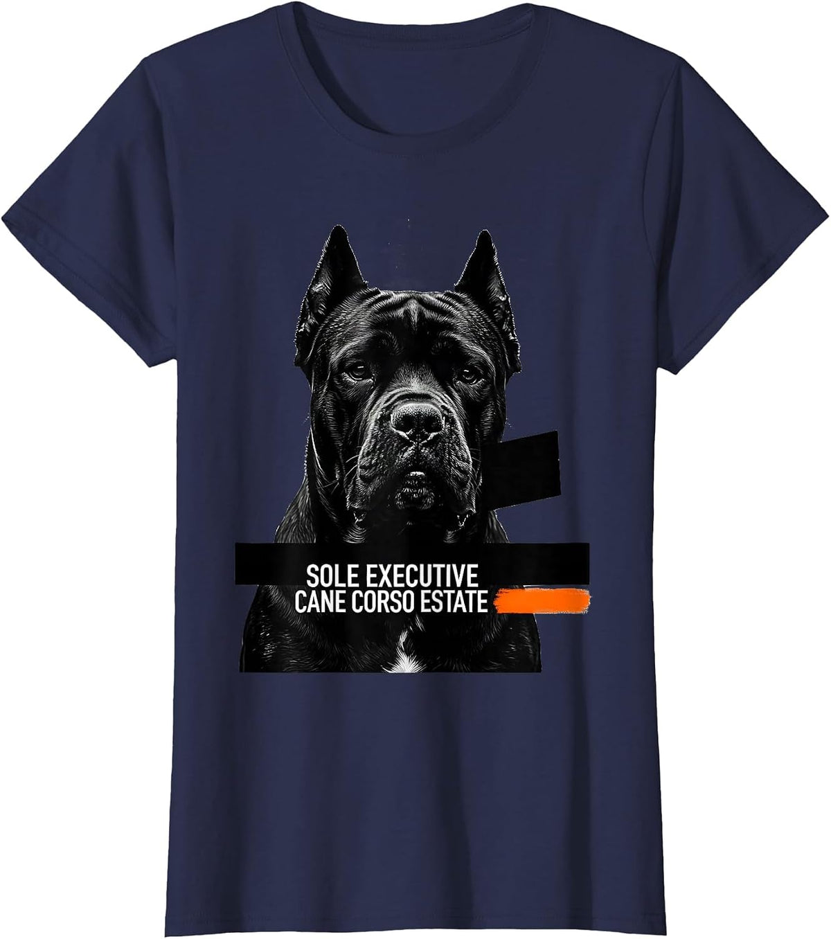 Women's Sole Executive Cane Corso Estate Brutalist Dog Meme Humor T-Shirt - Navy Blue