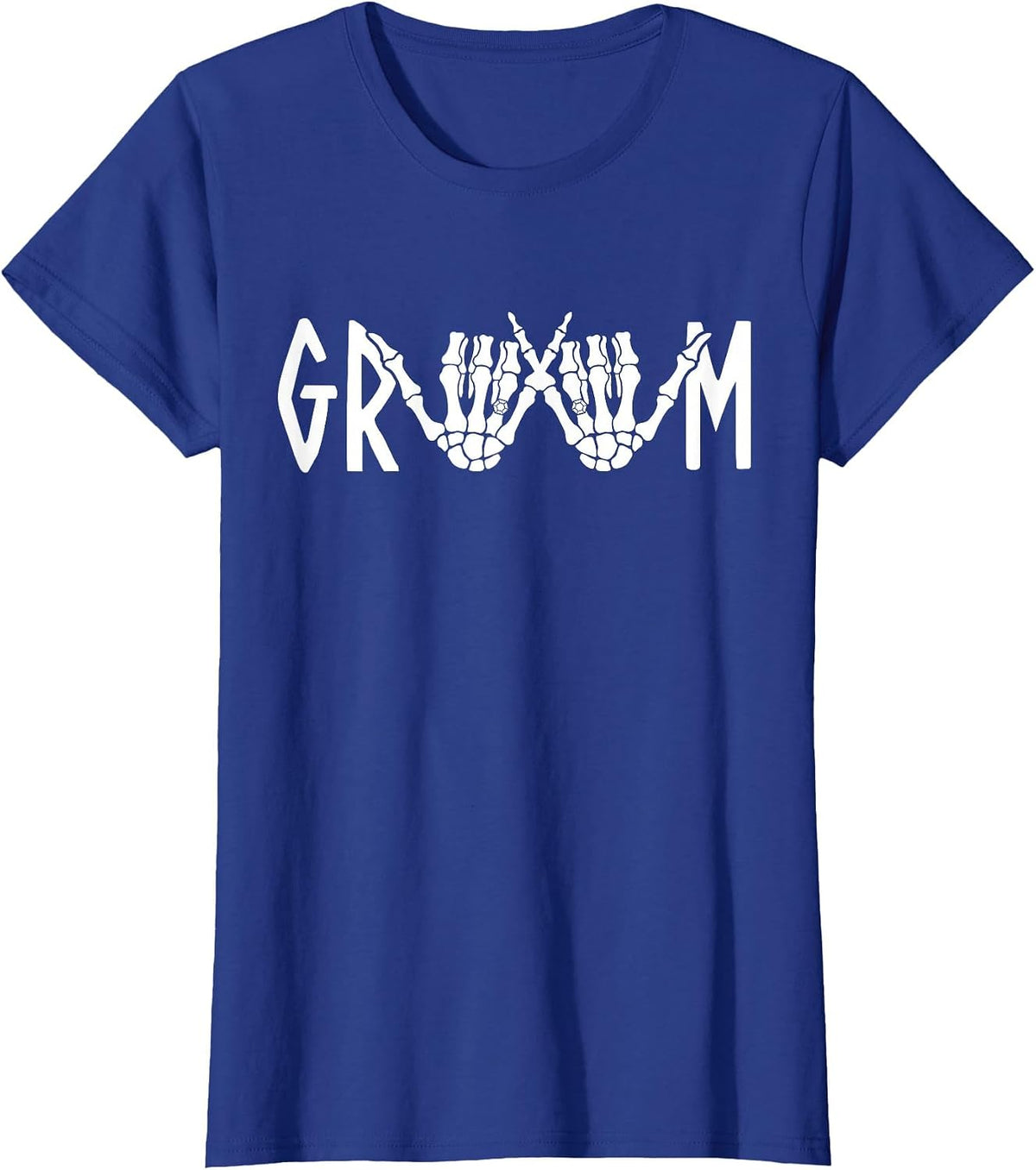Groom Bride Skeleton Gothic Wedding Engagement Halloween T-Shirt - Royal Blue