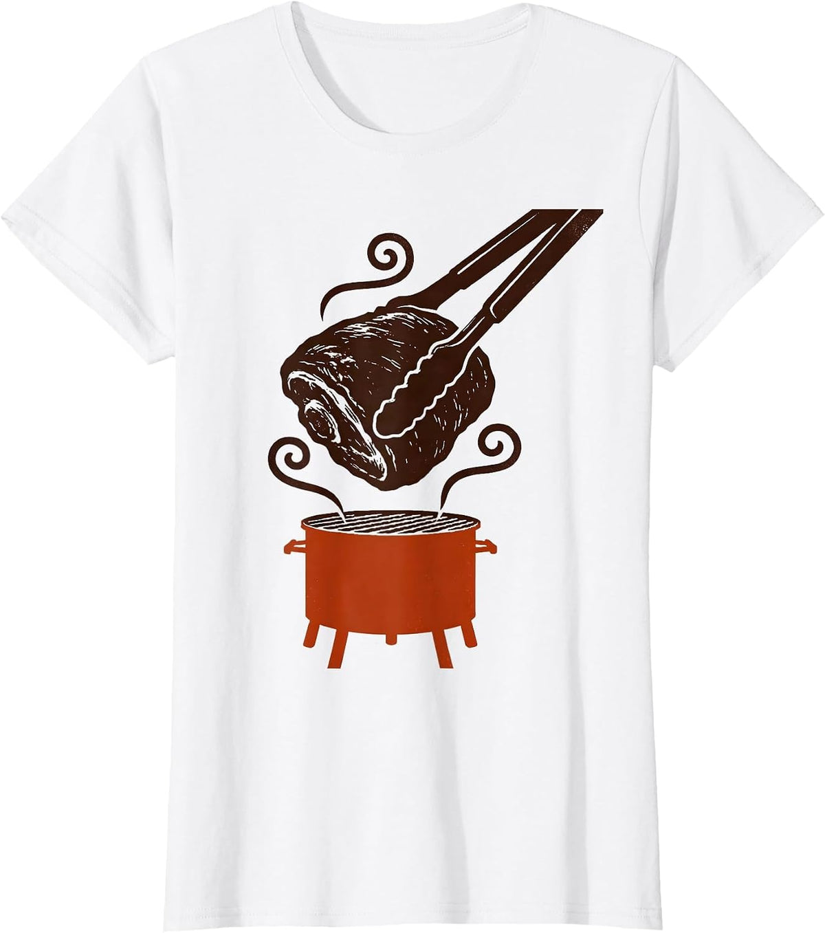 Barbecue Tongs Pork Shoulder Funny BBQ Pitmaster T-Shirt - White
