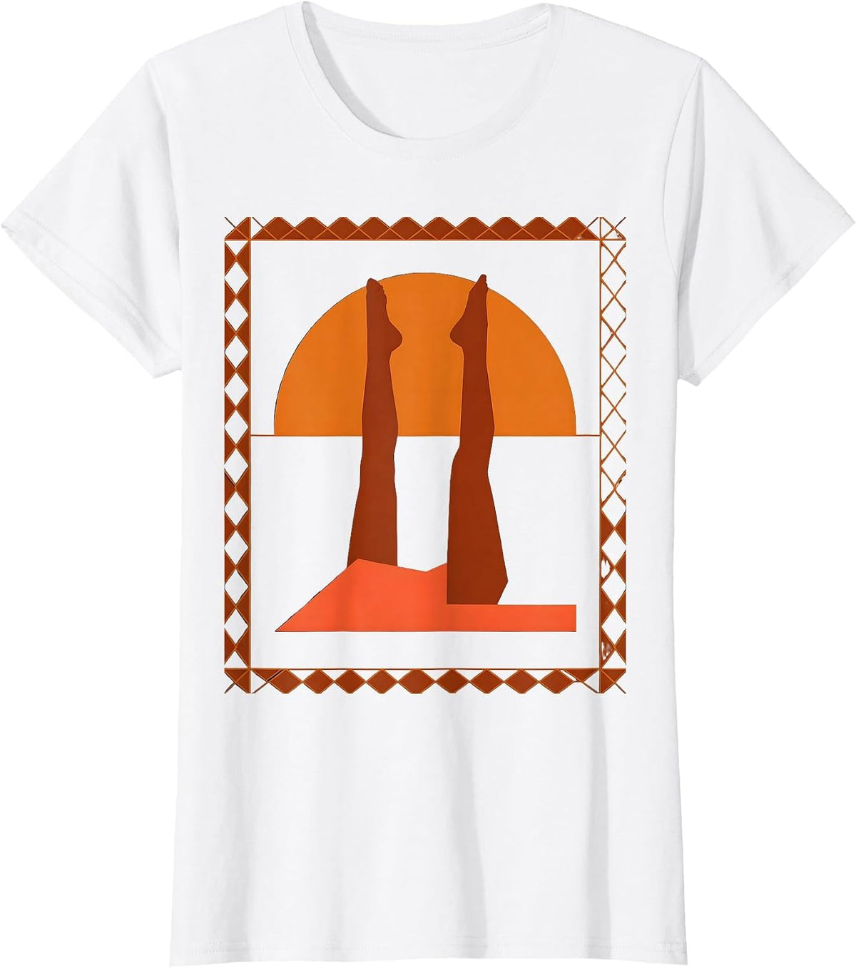 Pilates Shoulder Bridge Sunset Graphic T-Shirt - White