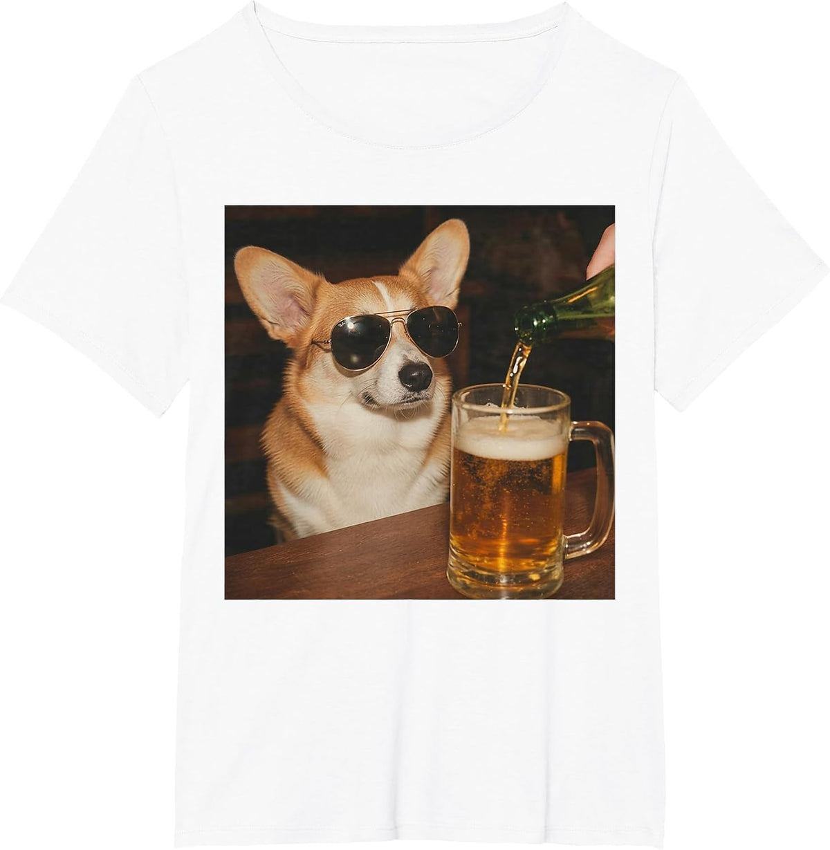 Corgi Drinking Beer Funny Dog Meme T-Shirt - White