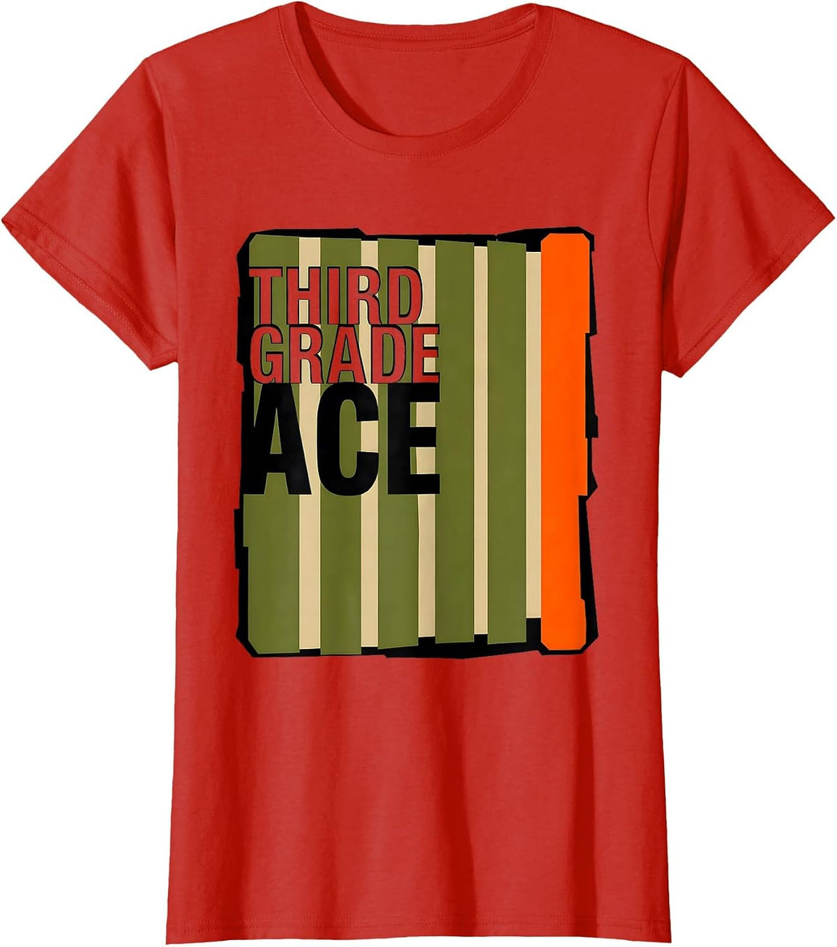 Women's Third Grade Ace Camo Back To School Boys Teachers T-Shirt - Red