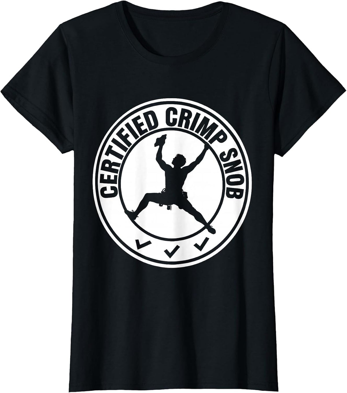 Certified Crimp Snob Funny Rock Climbing Bouldering T-Shirt - Black