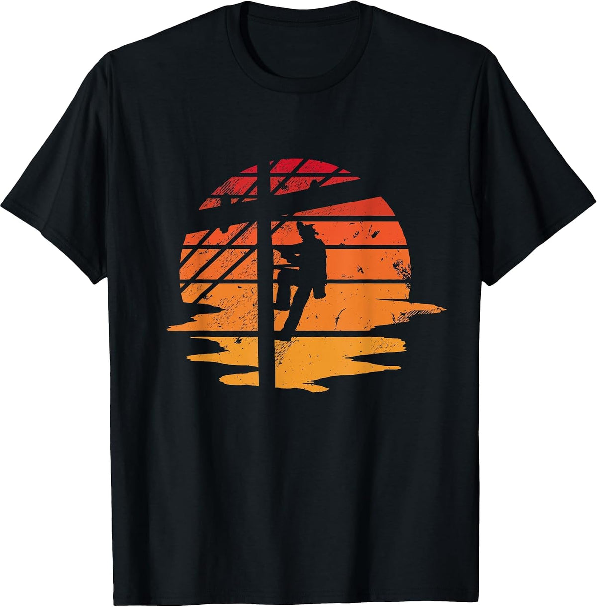 Vintage Distressed Lineman Shirt for Power Pole Electricians T-Shirt - Black