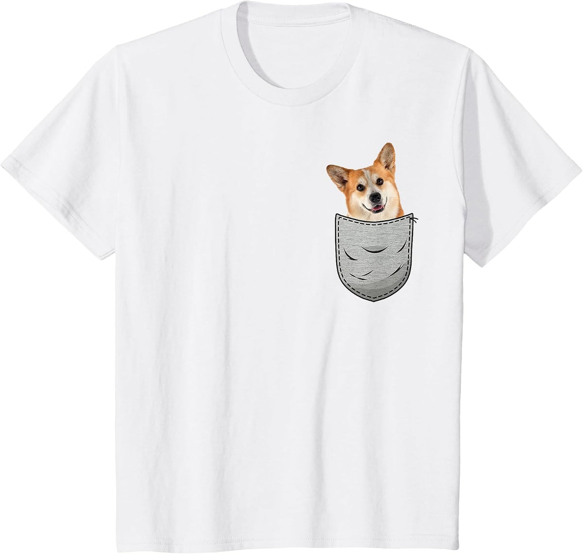 Welsh Corgi Pembroke Chest Pocket for Dog Owners T-Shirt - White