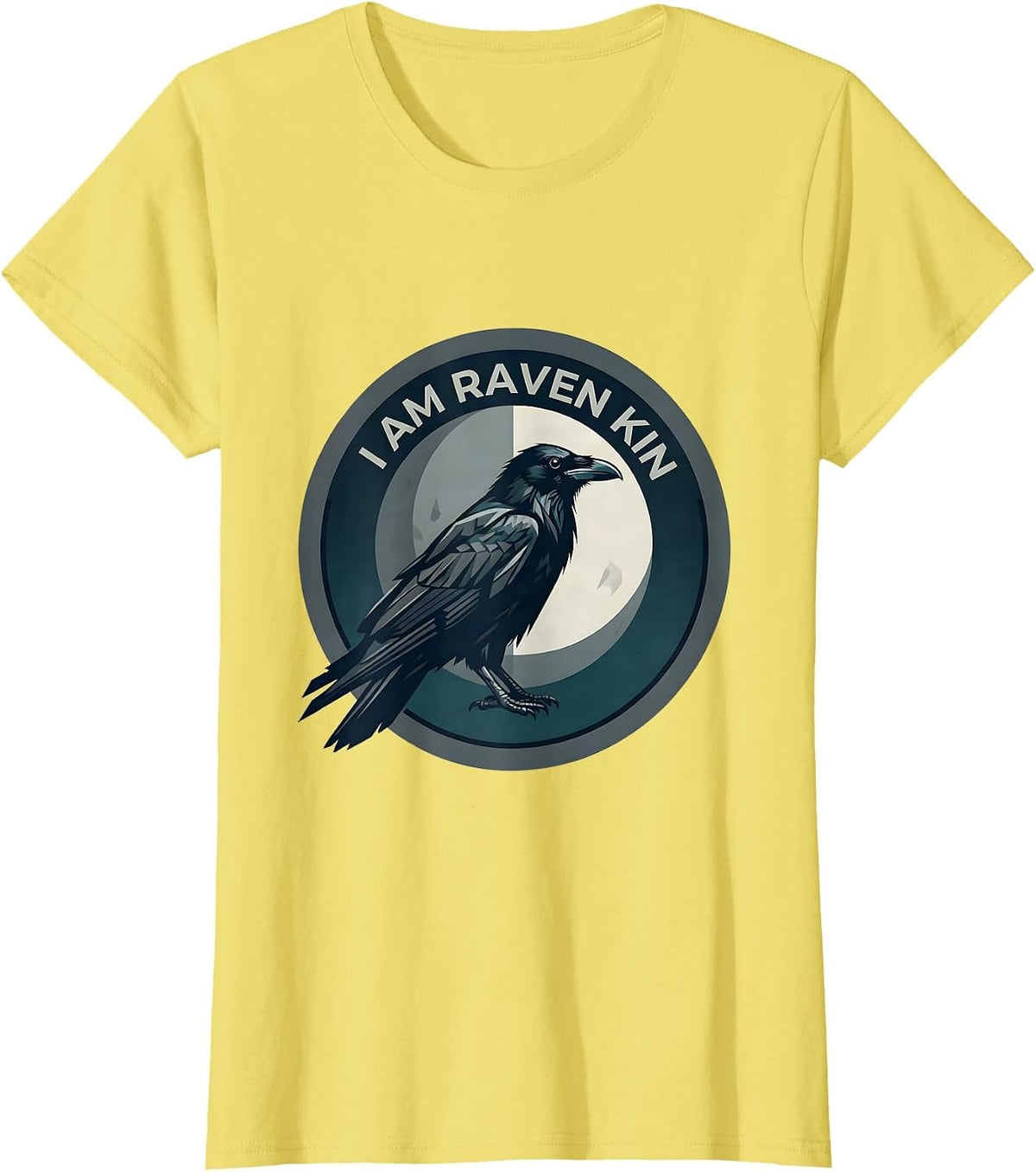 Women's I Am Raven Kin Gothic Raven Bird Lover Dark Aesthetic T-Shirt - Lemon Yellow