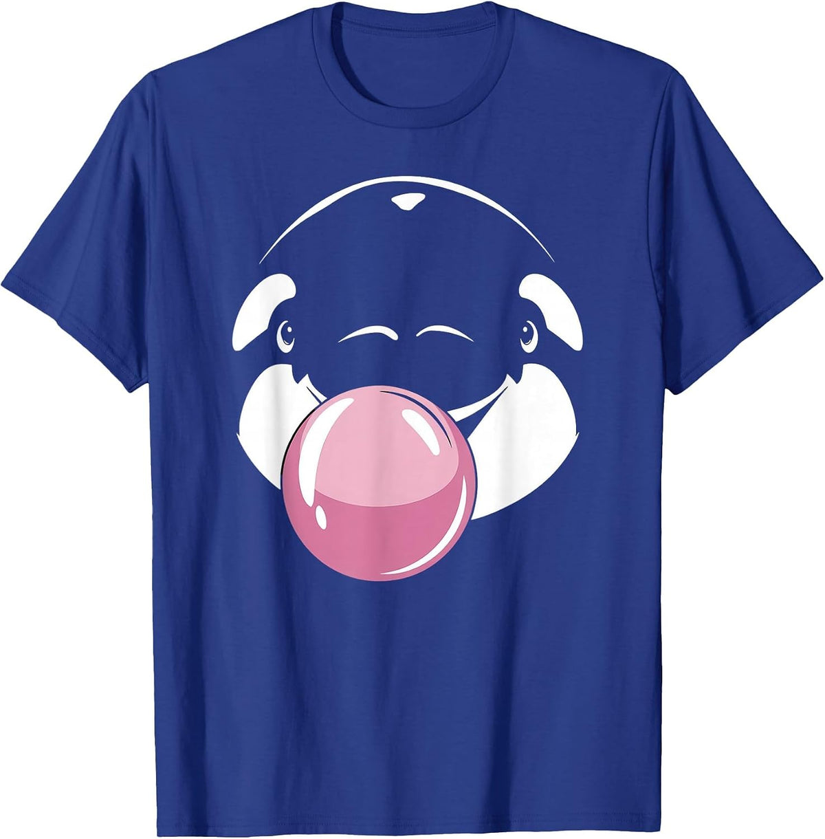 Cute Orca on Pink Bubble Gum Orca T-Shirt - Royal Blue