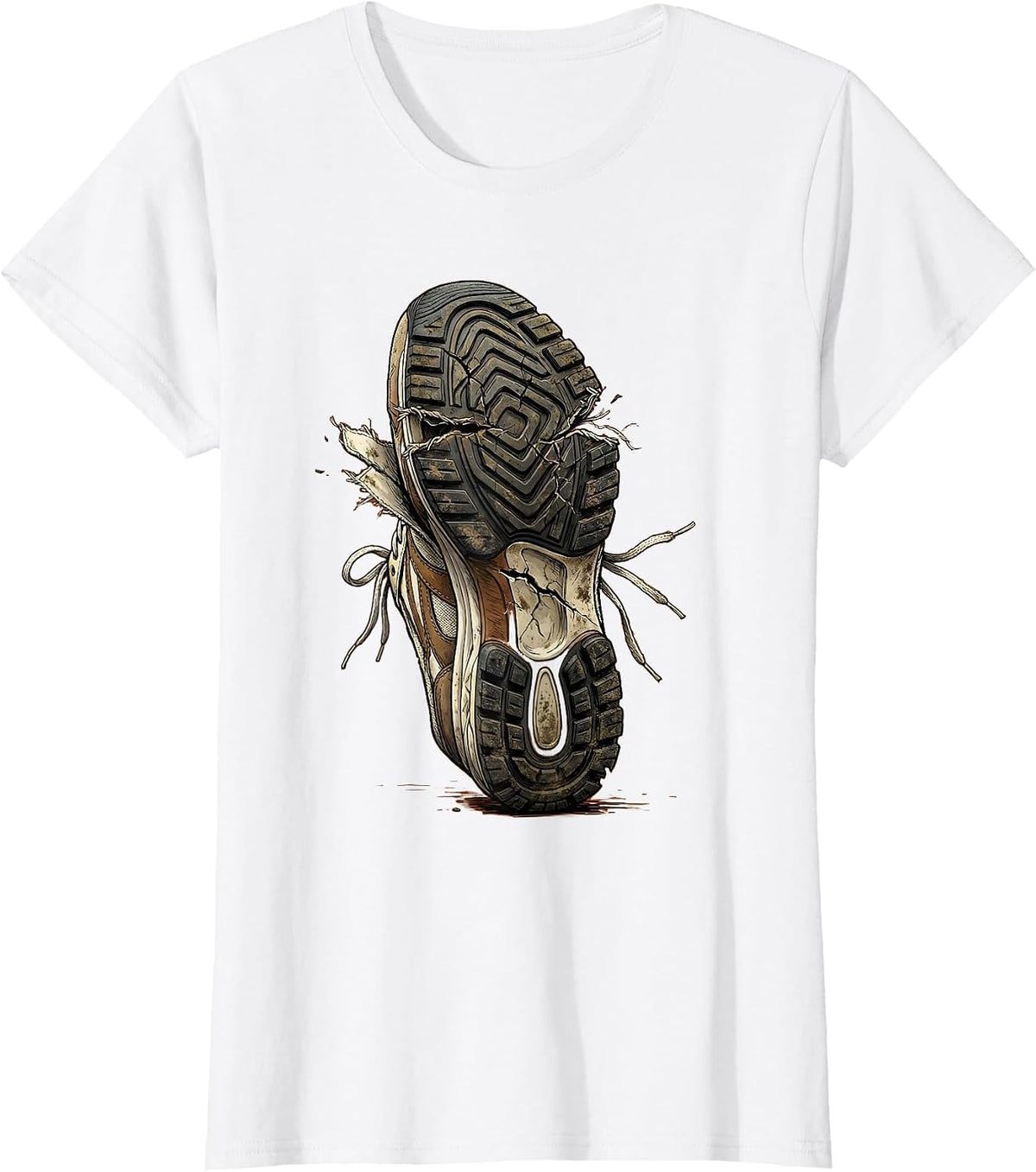 Grunge Worn-Out Sneaker Sole Falling Apart Art T-Shirt - White
