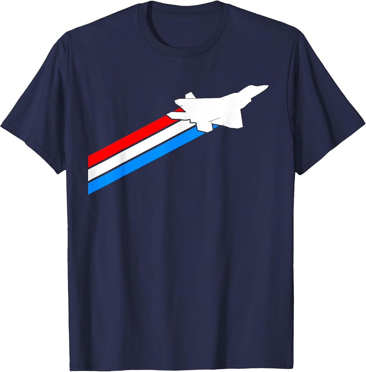 F-22 Raptor Fighter Jet Patriotic 4th July American Flag T-Shirt - Navy Blue