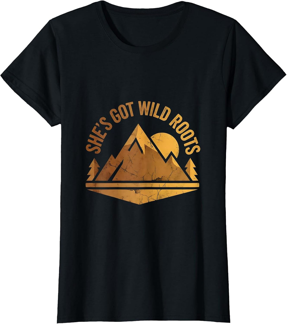 She's Got Wild Roots Nature Lover Design T-Shirt - Black