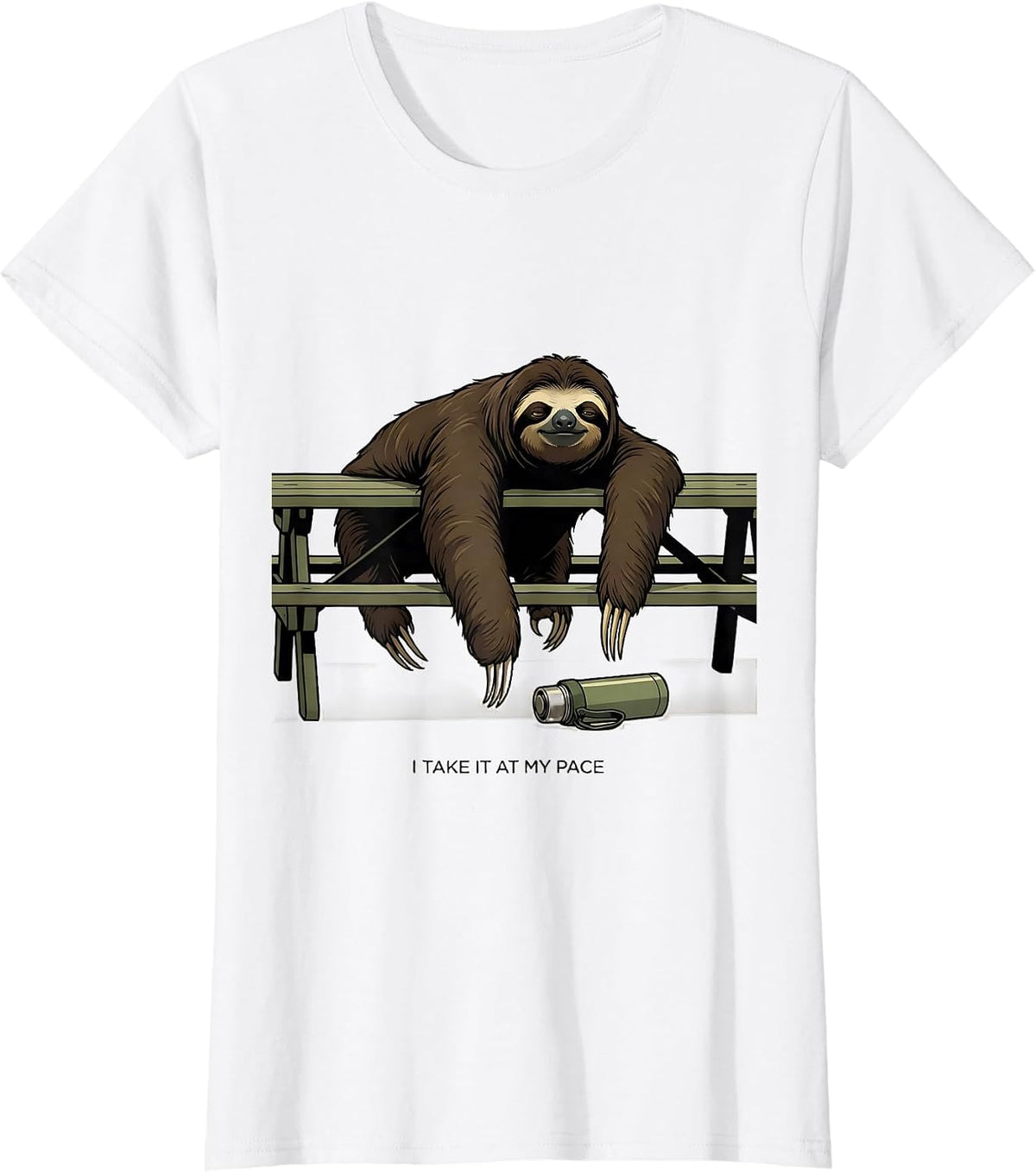 Women's I Take It At My Pace Funny Sloth Lover Animal Humor Gift T-Shirt - White