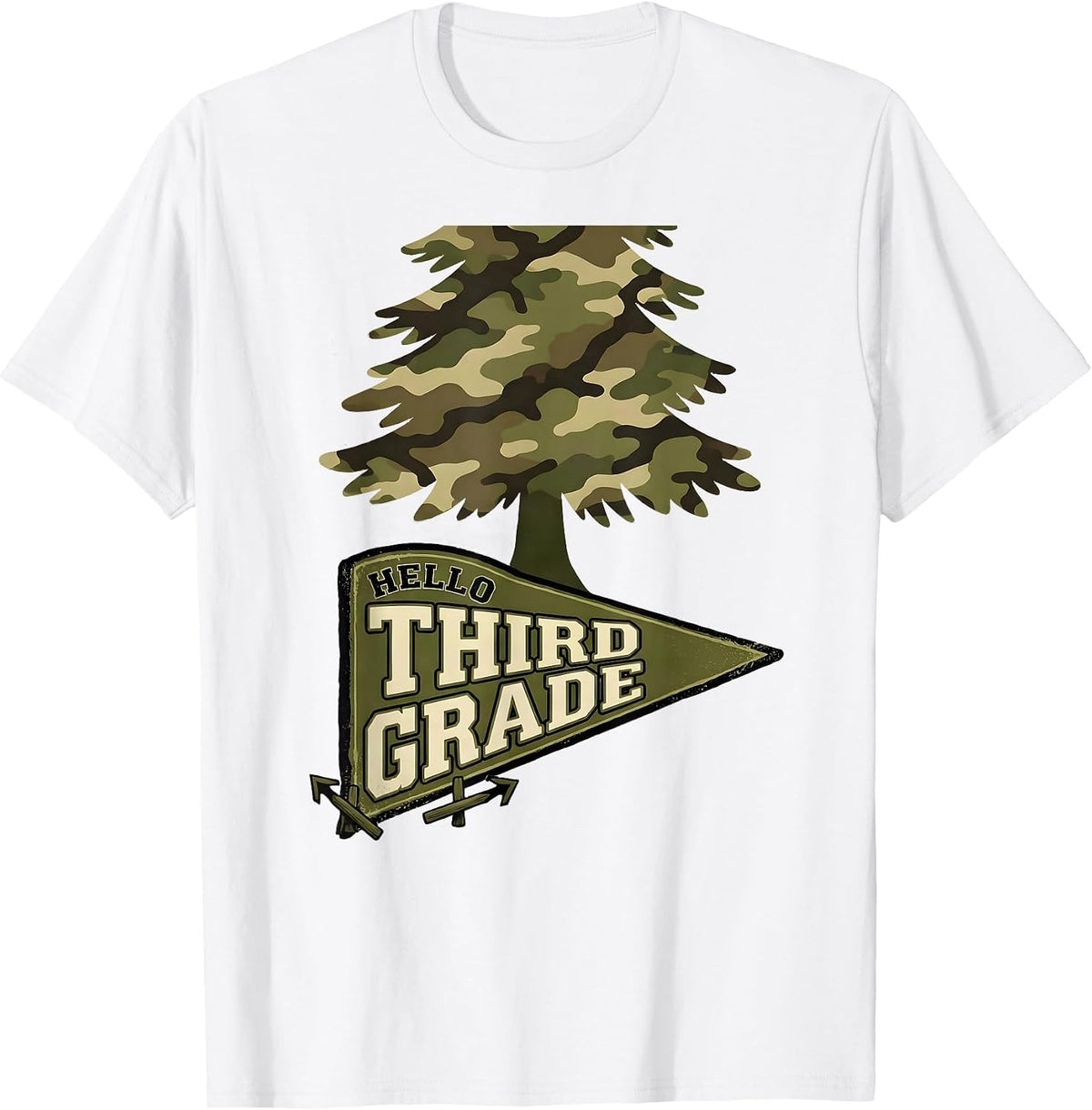 Men's Hello Third Grade Camo Third Grade Teacher Back To School T-Shirt - White