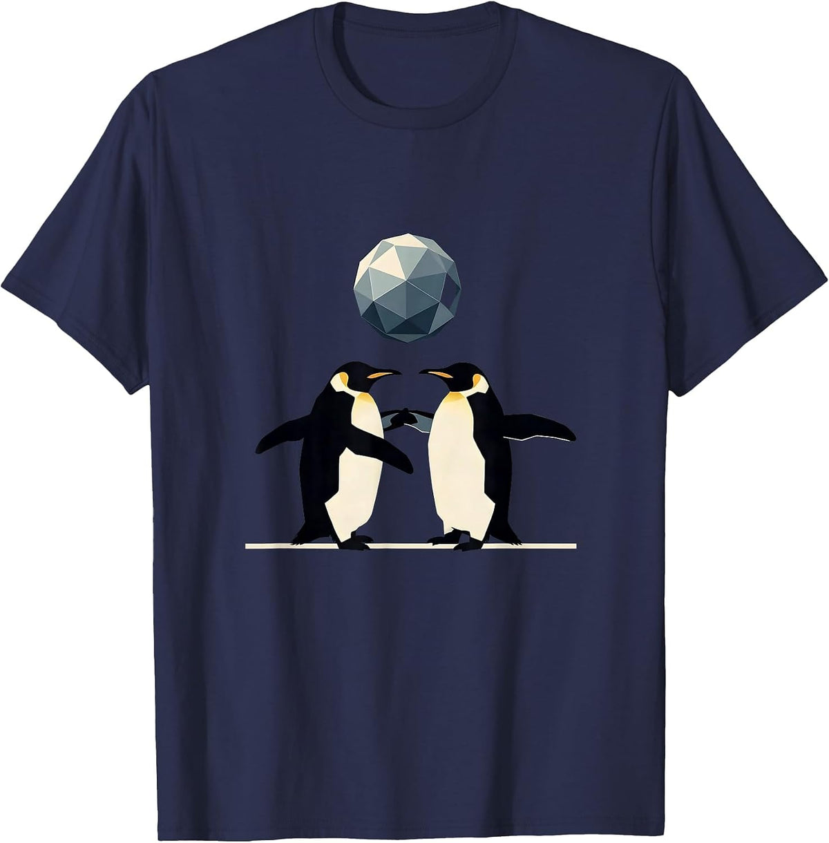 Penguins Slow Dancing Under Disco Ball T-Shirt - Navy Blue