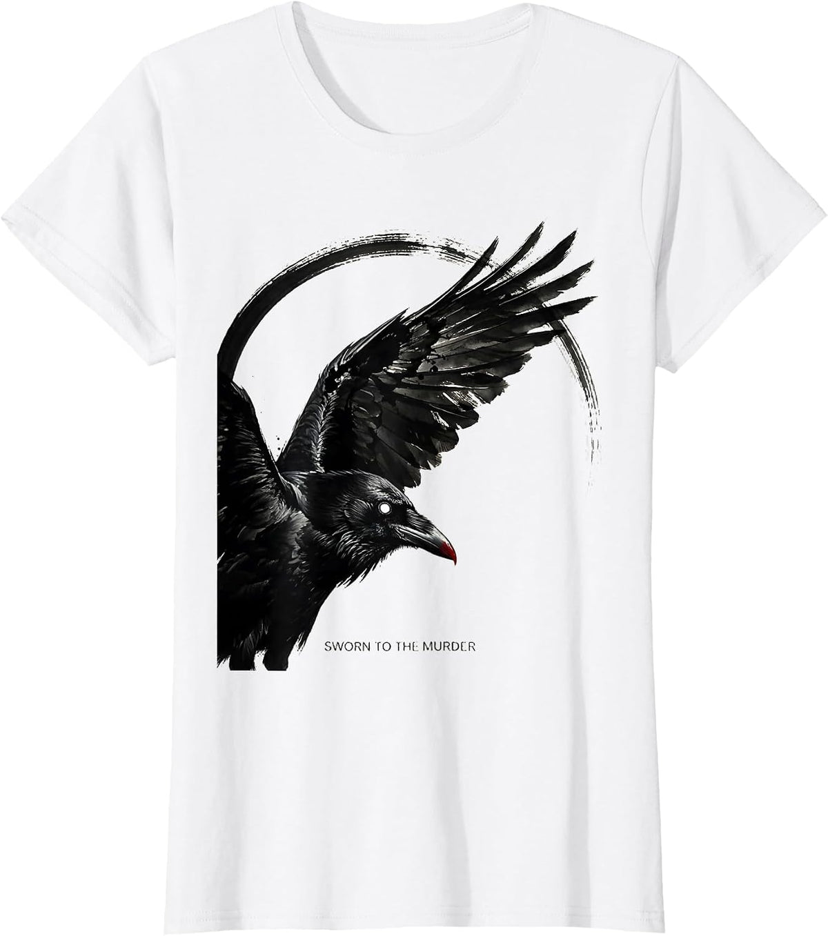 Women's Sworn To The Murder Dark Humor Crow Lover Ornithology Pun T-Shirt - White